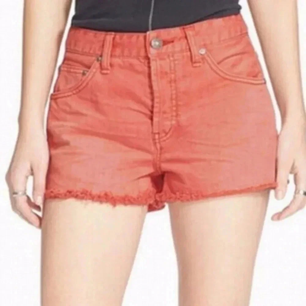 NWT Free People Orange Frayed Shorts - Picture 2 of 6